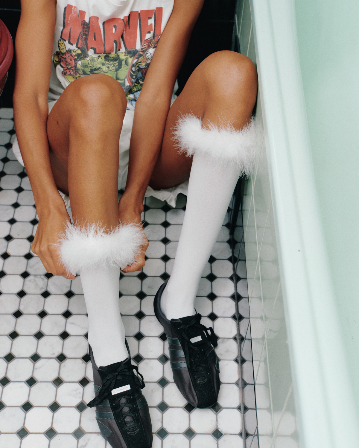 Stocking with fur in milk