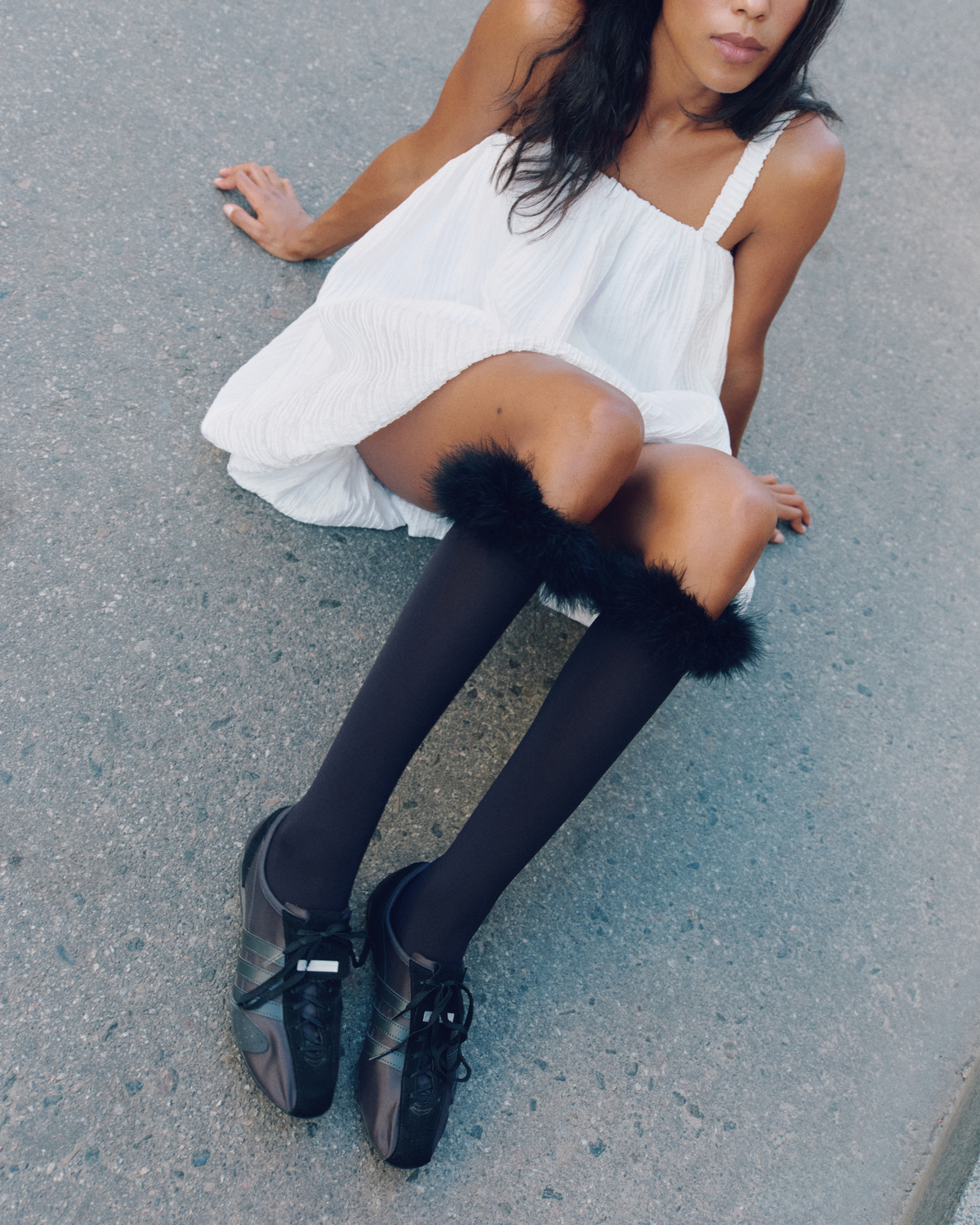 Stocking with fur in black