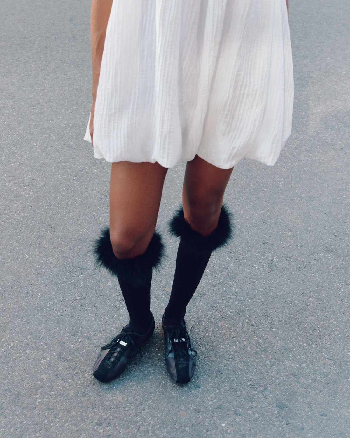 Stocking with fur in black